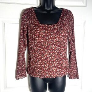 Vintage Axcess Liz Claiborne Shirt Womens Medium Red Abstrac Y2K‎ Babydoll Top